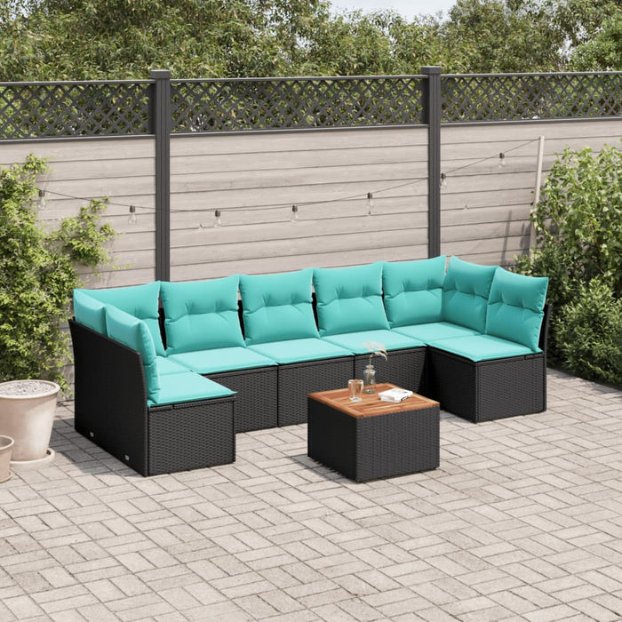 Set mobilier de grădină cu perne, 8 piese, negru, poliratan - WALTI WALTI