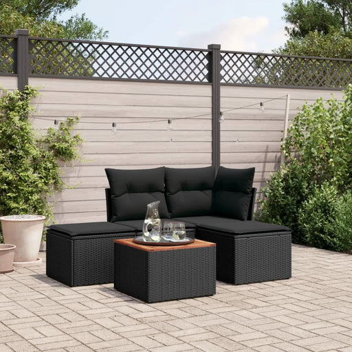 Set mobilier de grădină cu perne, 5 piese, negru, poliratan - WALTI WALTI