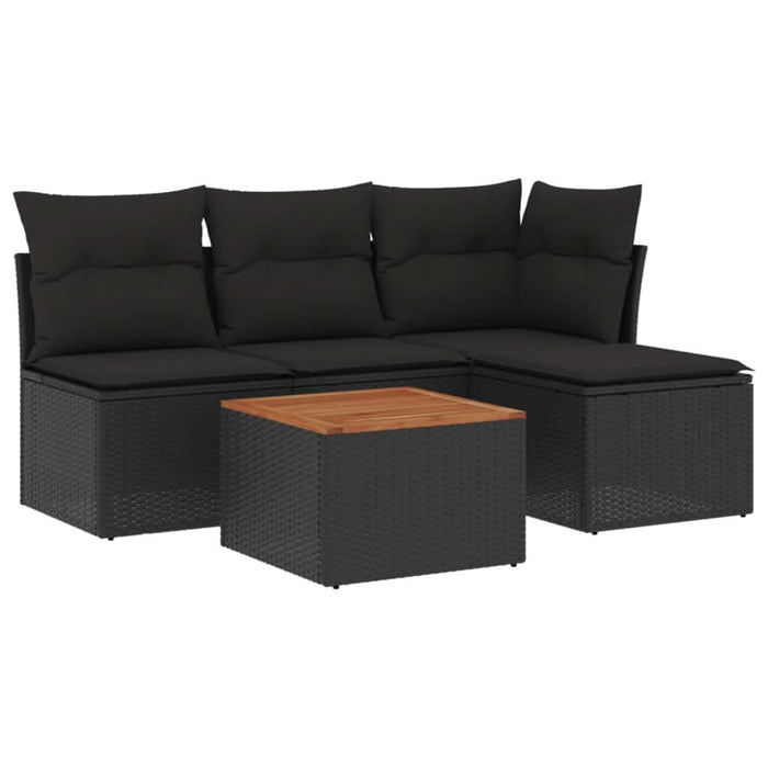 Set mobilier de grădină cu perne, 5 piese, negru, poliratan - WALTI WALTI