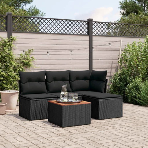 Set mobilier de grădină cu perne, 5 piese, negru, poliratan - WALTI WALTI