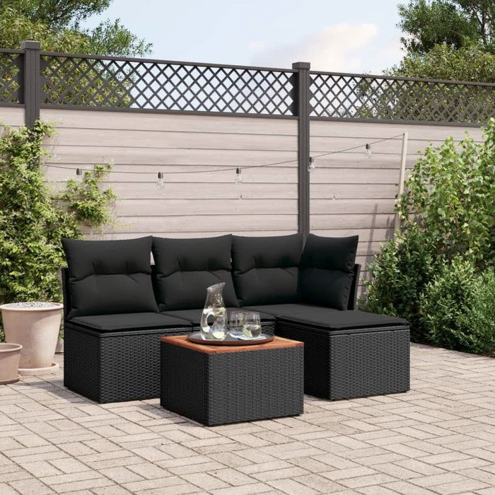 Set mobilier de grădină cu perne, 5 piese, negru, poliratan - WALTI WALTI