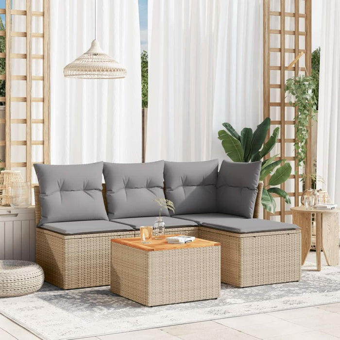 Set canapele de grădină, 5 piese, cu perne, bej, poliratan - WALTI WALTI