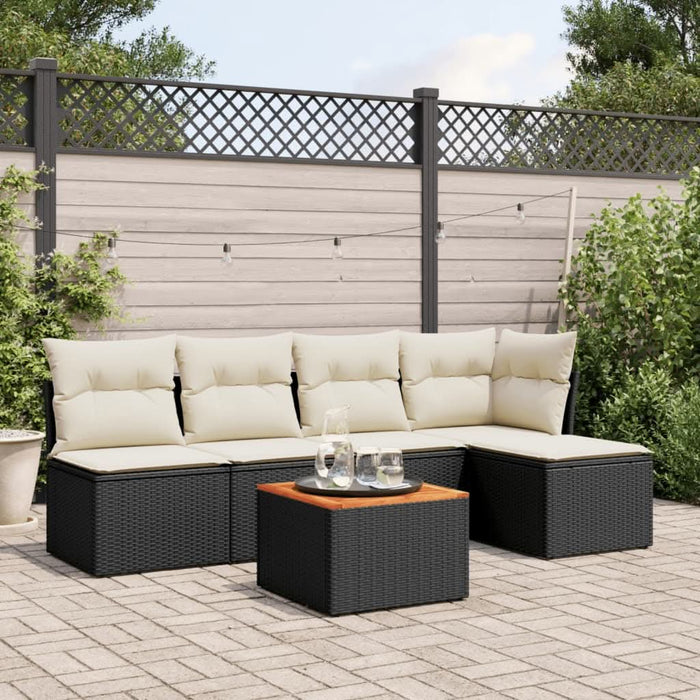 Set mobilier de grădină cu perne, 6 piese, negru, poliratan - WALTI WALTI