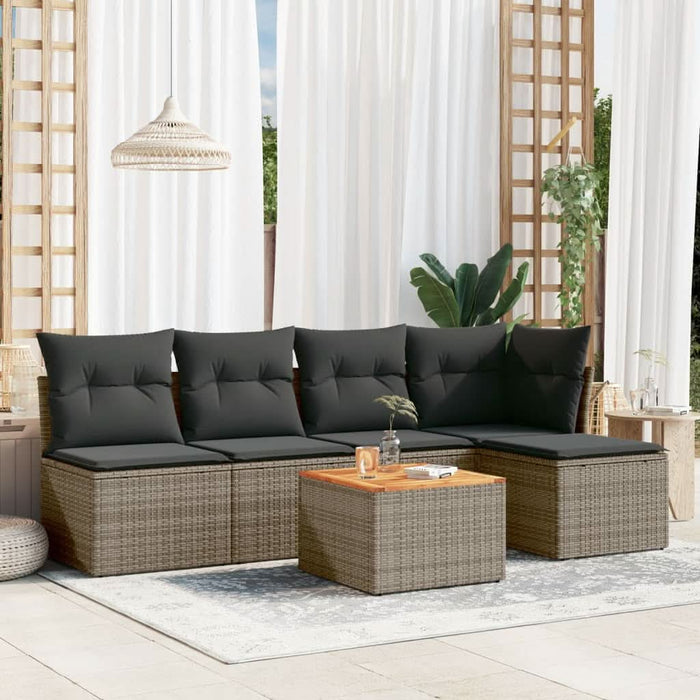 Set mobilier grădină cu perne, 6 piese, gri, poliratan - WALTI WALTI