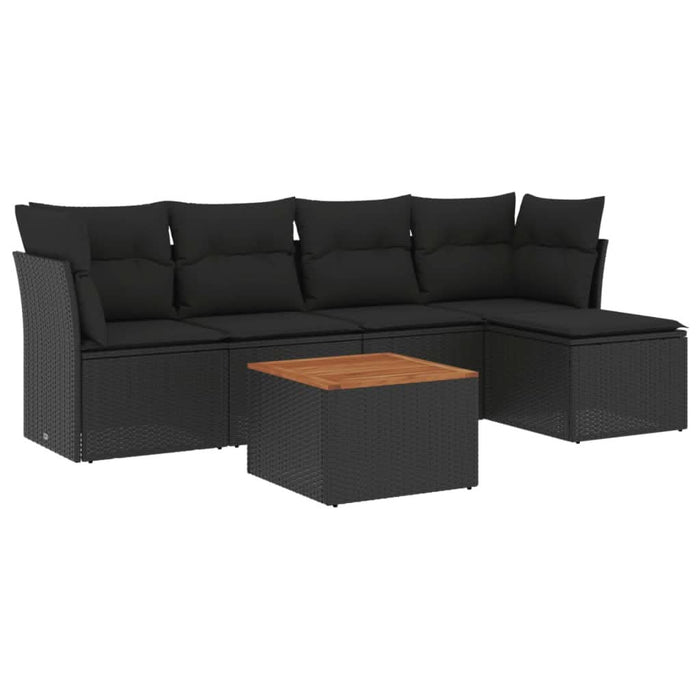 Set mobilier de grădină cu perne, 6 piese, negru, poliratan - WALTI WALTI