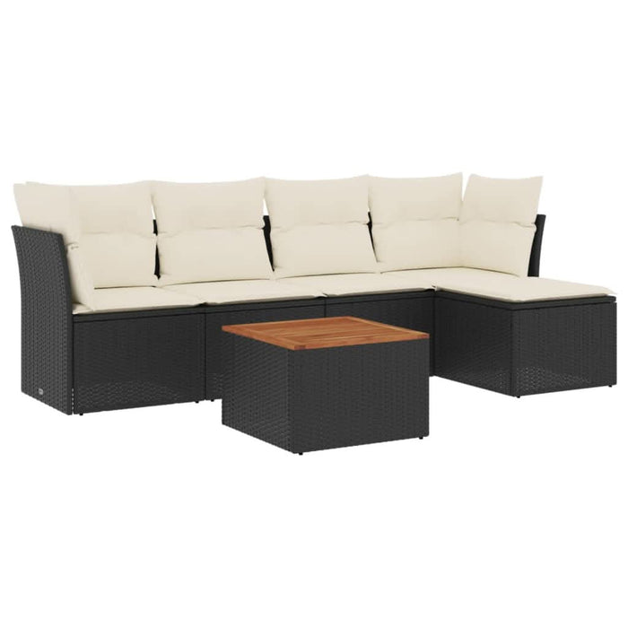 Set mobilier de grădină cu perne, 6 piese, negru, poliratan - WALTI WALTI