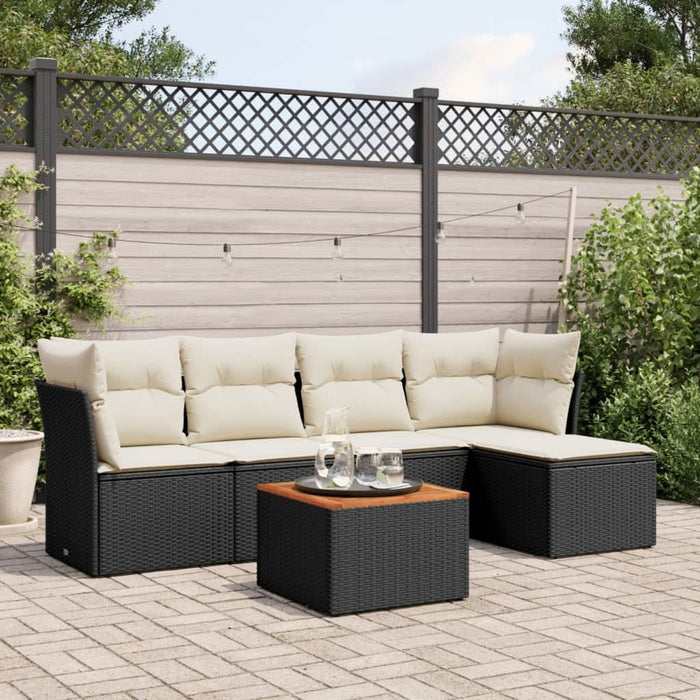 Set mobilier de grădină cu perne, 6 piese, negru, poliratan - WALTI WALTI