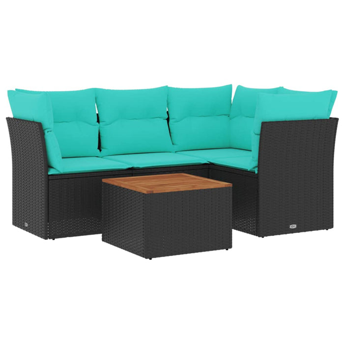 Set mobilier de grădină cu perne, 5 piese, negru, poliratan - WALTI WALTI