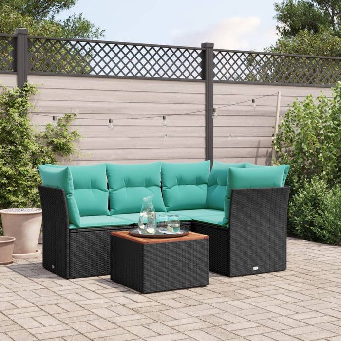 Set mobilier de grădină cu perne, 5 piese, negru, poliratan - WALTI WALTI