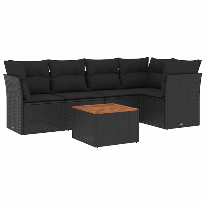 Set mobilier de grădină cu perne, 6 piese, negru, poliratan - WALTI WALTI