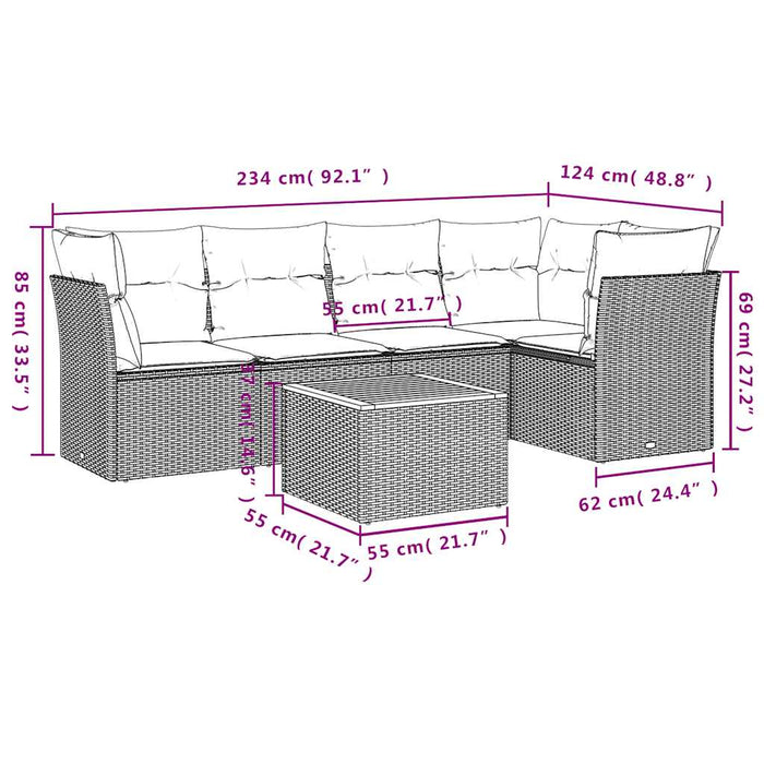 Set mobilier de grădină cu perne, 6 piese, negru, poliratan - WALTI WALTI