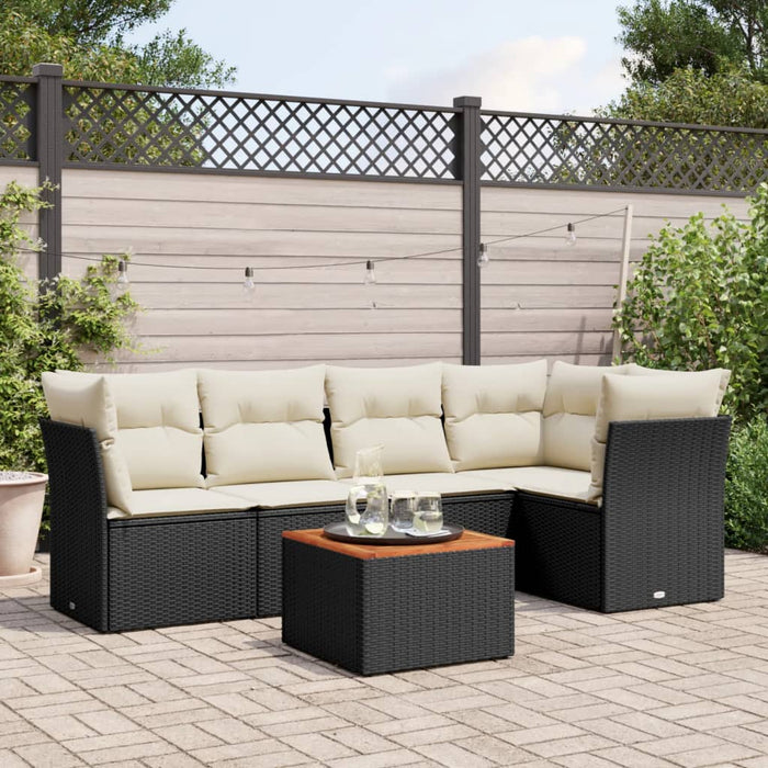 Set mobilier de grădină cu perne, 6 piese, negru, poliratan - WALTI WALTI
