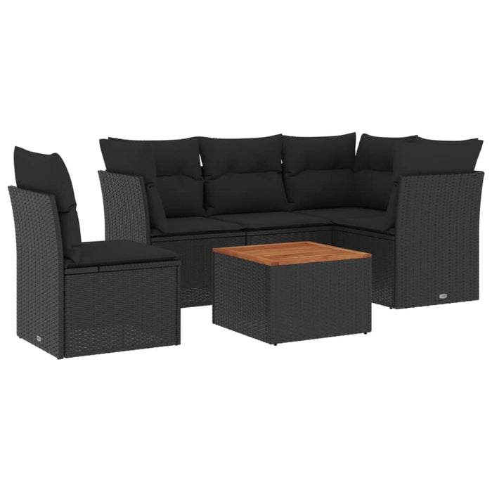 Set mobilier de grădină cu perne, 6 piese, negru, poliratan - WALTI WALTI