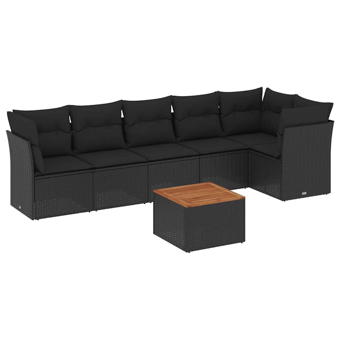 Set canapele de grădină cu perne, 7 piese, negru, poliratan - WALTI WALTI