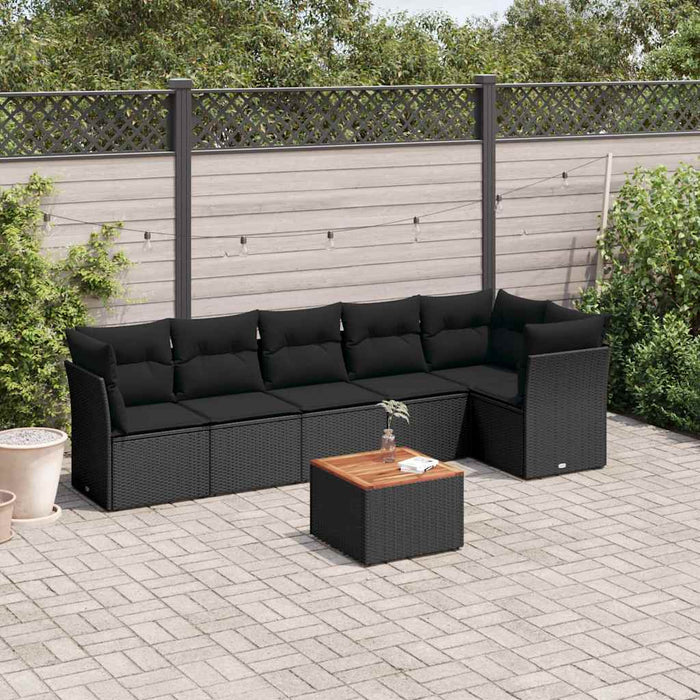 Set canapele de grădină cu perne, 7 piese, negru, poliratan - WALTI WALTI