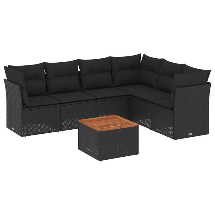 Set canapele de grădină cu perne, 7 piese, negru, poliratan - WALTI WALTI
