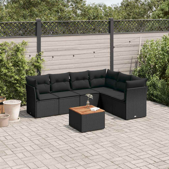 Set canapele de grădină cu perne, 7 piese, negru, poliratan - WALTI WALTI