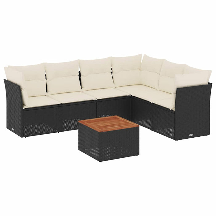 Set canapele de grădină cu perne, 7 piese, negru, poliratan - WALTI WALTI