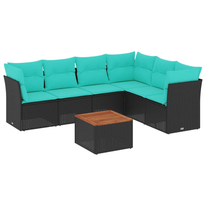 Set canapele de grădină cu perne, 7 piese, negru, poliratan - WALTI WALTI