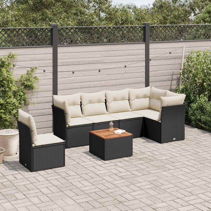 Set canapele de grădină cu perne, 7 piese, negru, poliratan - WALTI WALTI