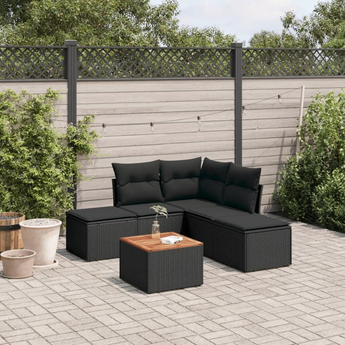 Set mobilier de grădină cu perne, 6 piese, negru, poliratan - WALTI WALTI
