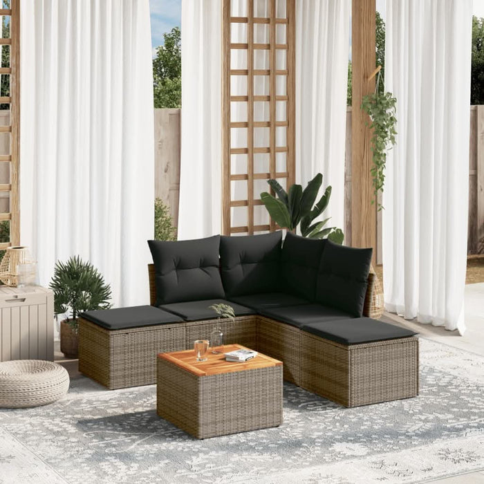 Set mobilier grădină cu perne, 6 piese, gri, poliratan - WALTI WALTI