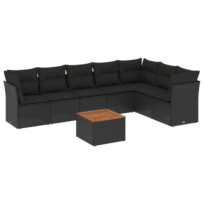 Set mobilier de grădină cu perne, 8 piese, negru, poliratan - WALTI WALTI