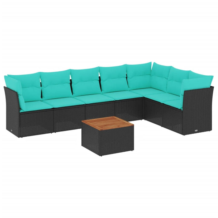 Set canapele de grădină cu perne, 8 piese, negru, poliratan - WALTI WALTI