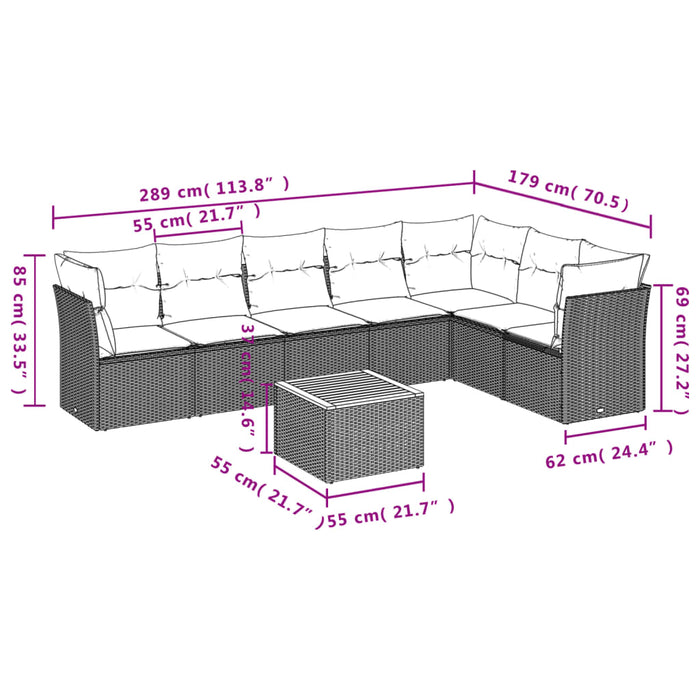 Set canapele de grădină cu perne, 8 piese, negru, poliratan - WALTI WALTI