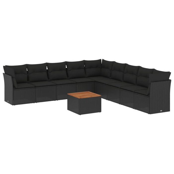 Set canapele de grădină cu perne, 10 piese, negru, poliratan - WALTI WALTI