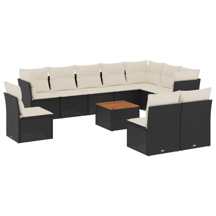 Set canapele de grădină cu perne, 11 piese, negru, poliratan - WALTI WALTI