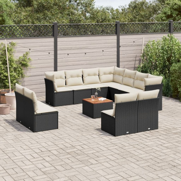 Set canapele de grădină, 12 piese, cu perne, negru, poliratan - WALTI WALTI