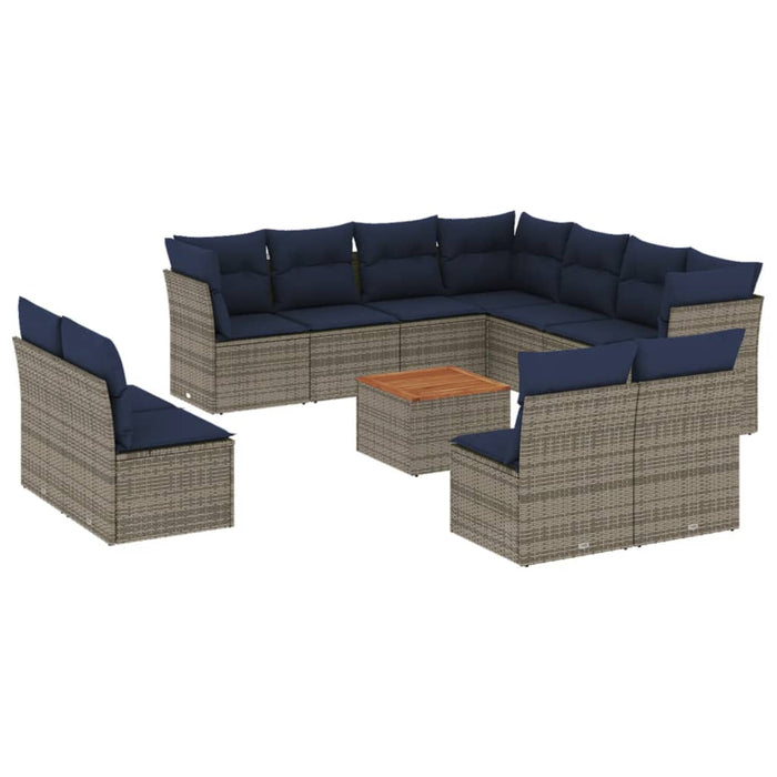 Set mobilier de grădină cu perne, 12 piese, gri, poliratan - WALTI WALTI