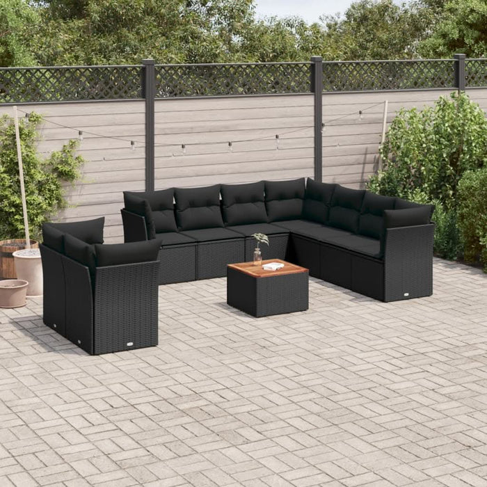 Set canapele de grădină cu perne, 10 piese, negru, poliratan - WALTI WALTI