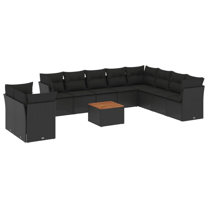 Set canapele de grădină cu perne, 11 piese, negru, poliratan - WALTI WALTI