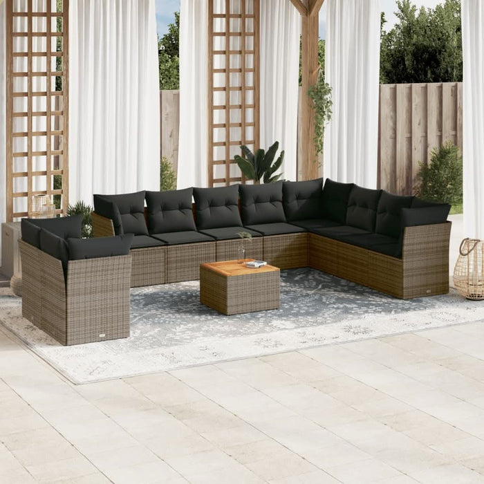 Set canapele de grădină cu perne, 11 piese, gri, poliratan - WALTI WALTI