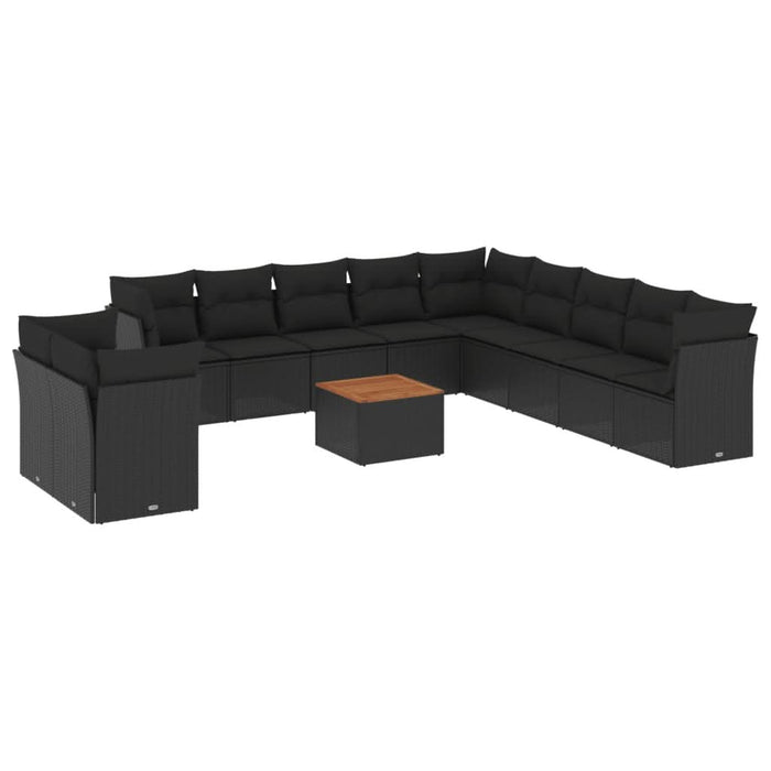 Set canapele de grădină, 12 piese, cu perne, negru, poliratan - WALTI WALTI