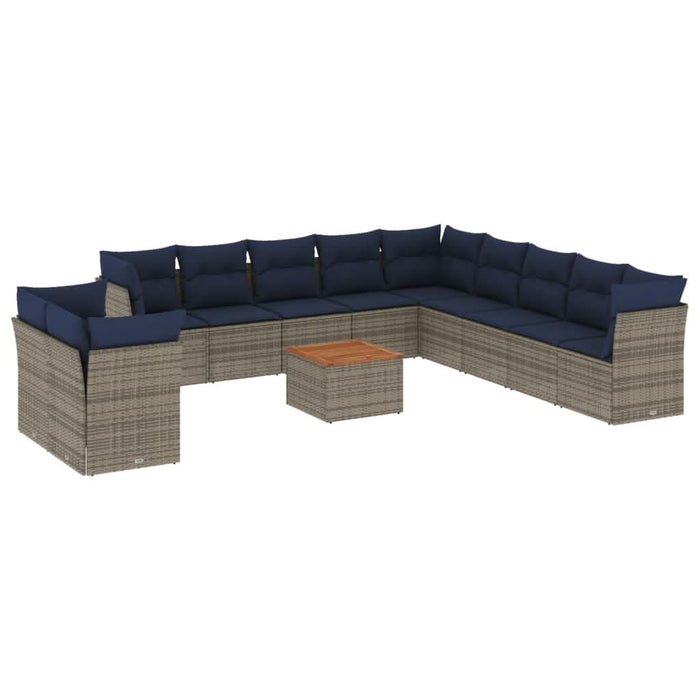 Set mobilier de grădină cu perne, 12 piese, gri, poliratan - WALTI WALTI