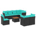 Set mobilier de grădină cu perne, 9 piese, negru, poliratan - WALTI WALTI