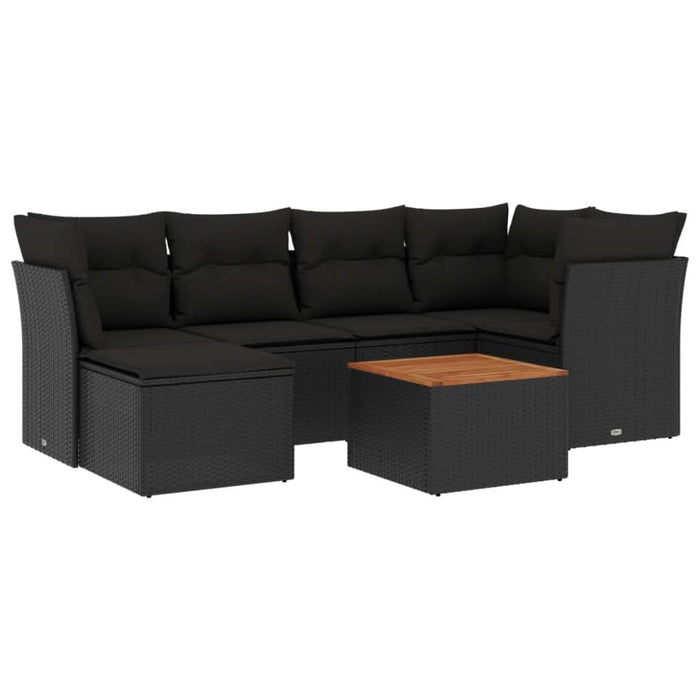 Set canapele de grădină cu perne, 7 piese, negru, poliratan - WALTI WALTI