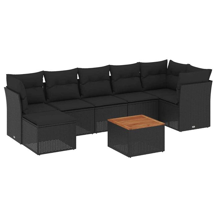 Set mobilier de grădină cu perne, 8 piese, negru, poliratan - WALTI WALTI