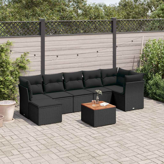 Set mobilier de grădină cu perne, 8 piese, negru, poliratan - WALTI WALTI
