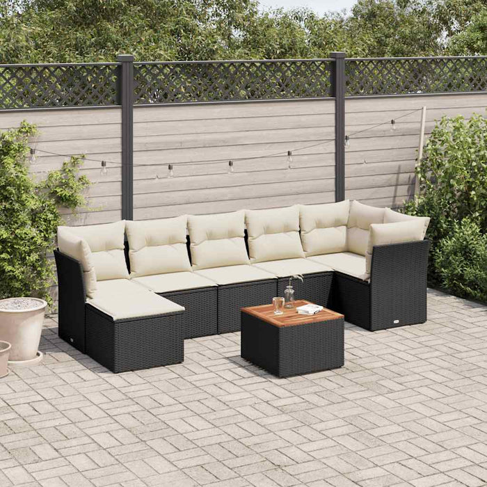 Set mobilier de grădină cu perne, 8 piese, negru, poliratan - WALTI WALTI
