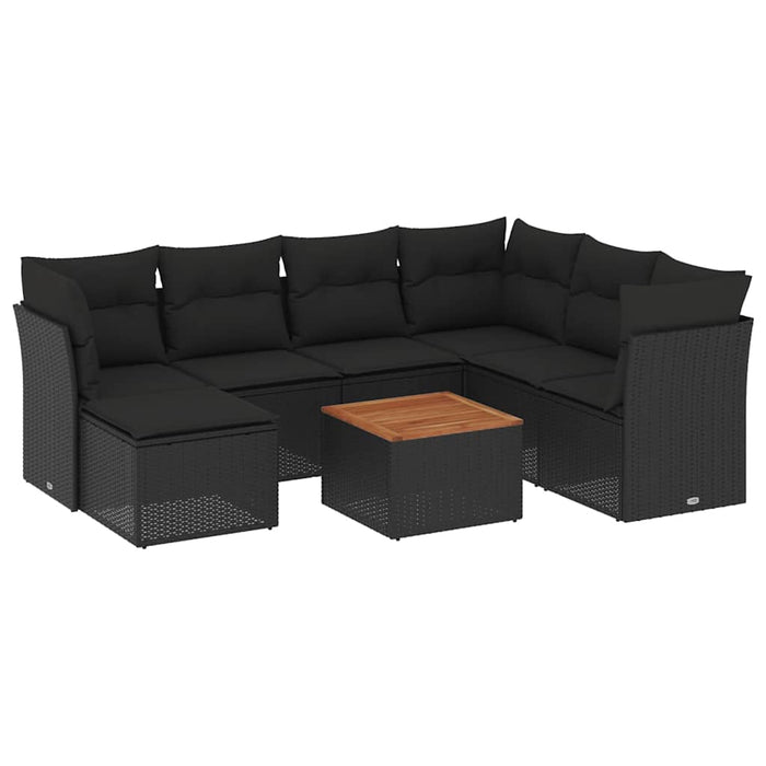 Set mobilier de grădină cu perne, 8 piese, negru, poliratan - WALTI WALTI