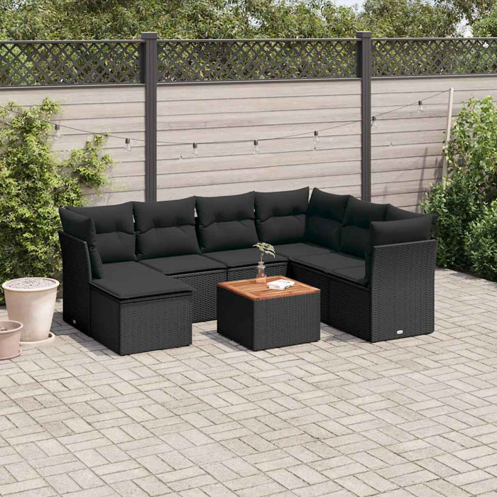 Set mobilier de grădină cu perne, 8 piese, negru, poliratan - WALTI WALTI