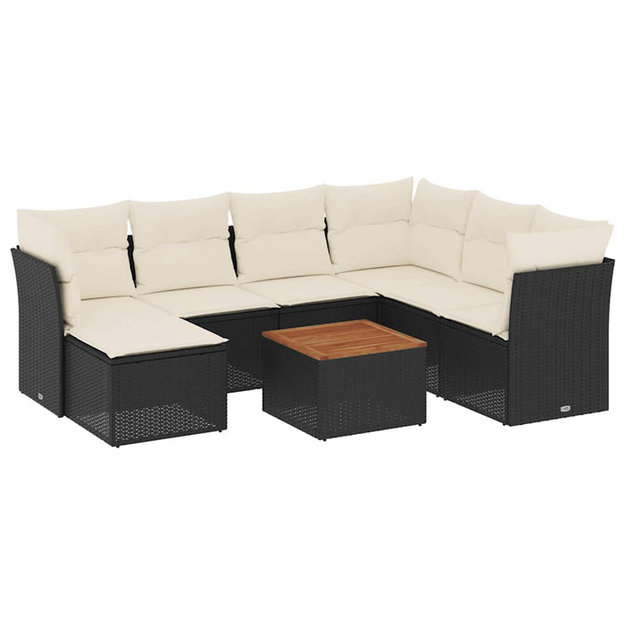 Set mobilier de grădină cu perne, 8 piese, negru, poliratan - WALTI WALTI