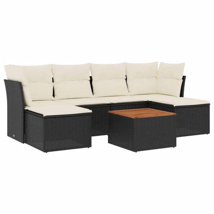 Set canapele de grădină cu perne, 7 piese, negru, poliratan - WALTI WALTI