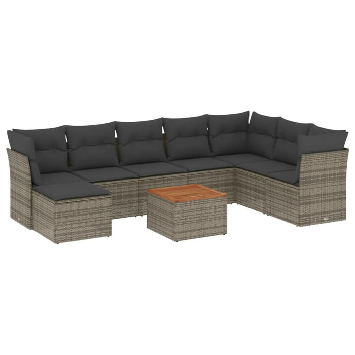 Set canapele de grădină, 9 piese, cu perne, gri, poliratan - WALTI WALTI