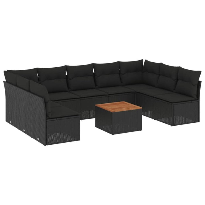 Set canapele de grădină cu perne, 10 piese, negru, poliratan - WALTI WALTI