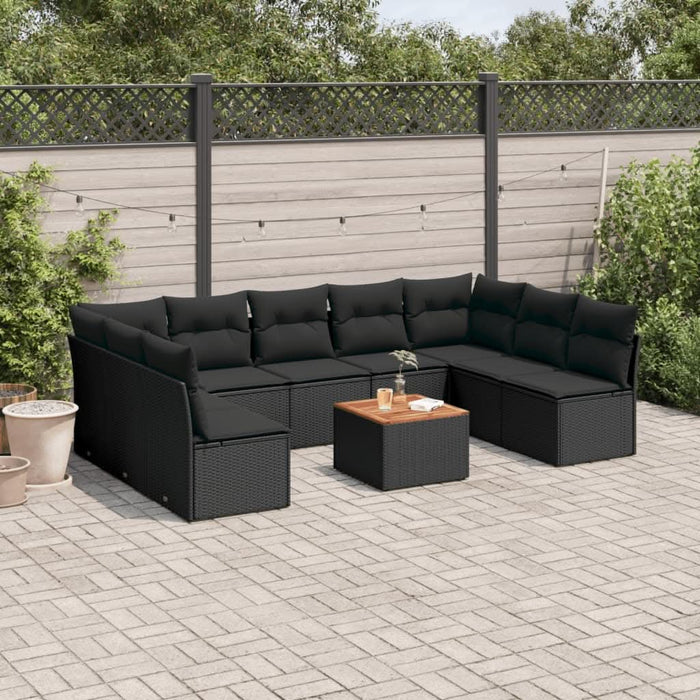 Set canapele de grădină cu perne, 10 piese, negru, poliratan - WALTI WALTI